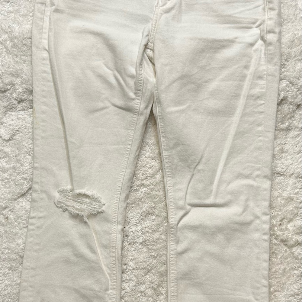 PAIGE Women's White Distressed Skinny Jeans